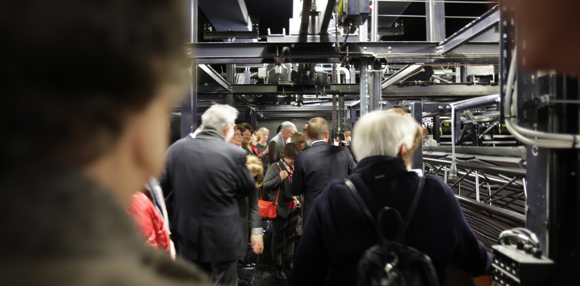 Besuch des technischen Teams der Philharmonie während eines PhilaPhil-Empfangs.